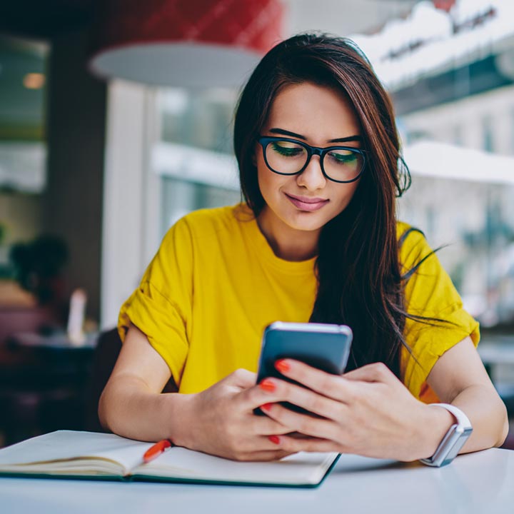 A lady using a smartphone