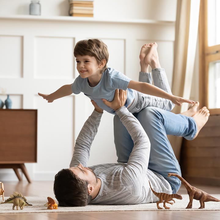 A father and son playing